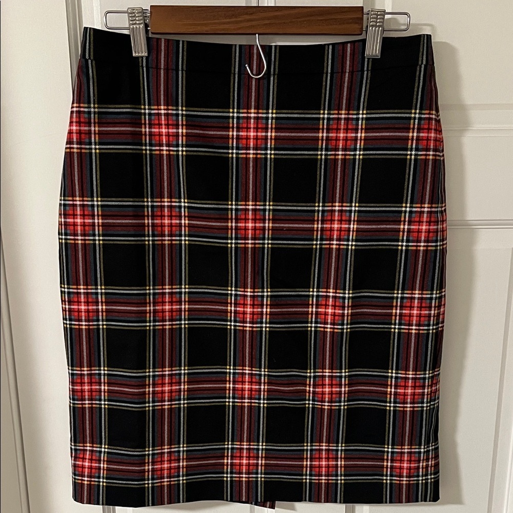 J. Crew Plaid Pencil Skirt in Stewart Tartan Cotton Sateen Classic Size 6